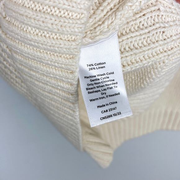 Talbots Chevron Knit Sweater Vest Cream V-neck Pullover Academia Large Petite - Picture 10 of 10